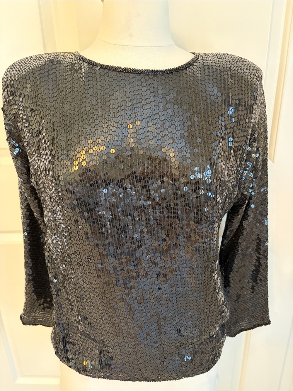 Scarlet Rage Black Sequin Women's Top - Classic Evening Top